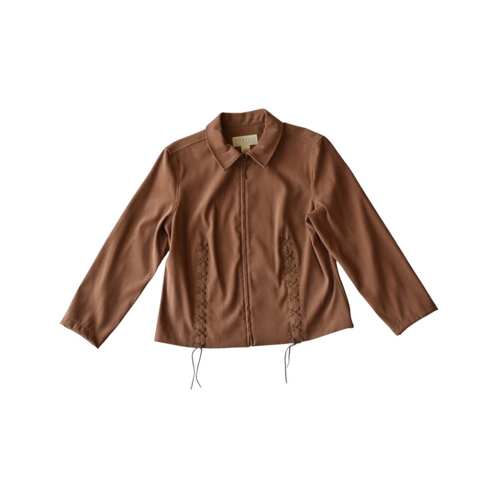 Vintage Brown Lace Up Zip Jacket Size 10